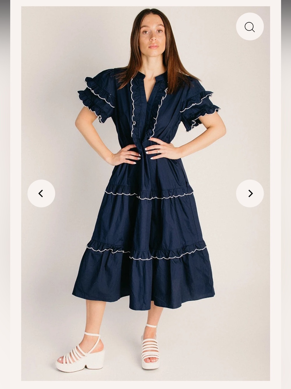 NWT JODIFL Navy Midi Dress with White Contrast Trim (from Piper and Scoot)